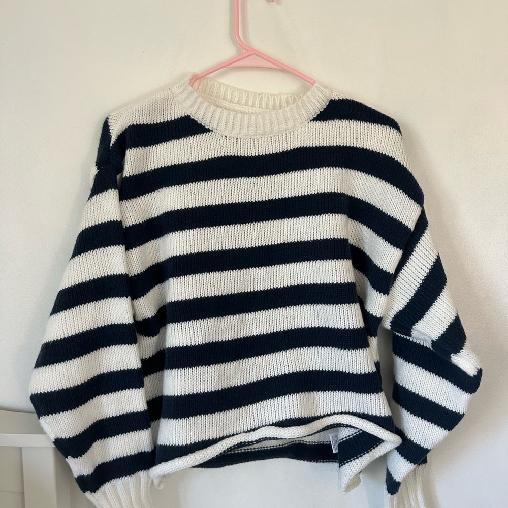 Striped navy and White Women's Sweater